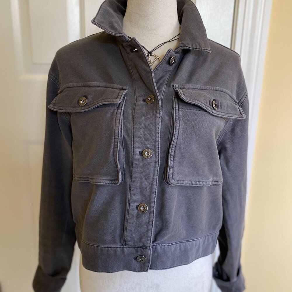 THE NORMAL BRAND, comfort terry trucker military style jacket gray sz xs - Picture 7 of 8